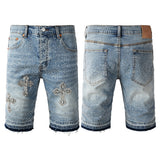 Purple Brand Denim Shorts Cross rhinestone