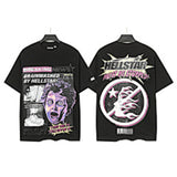 Men's t-shirt, hip-hop print, 100% cotton, printed, washed