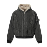 Unisex Down Jacket Men's Winter Warm Plush Brimmed Hooded Jacket