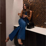 Women's sleeveless vest & wide-leg denim set - spring/summer amazon us/eu cross-border fashion