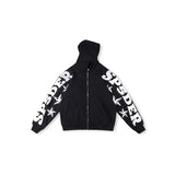 Hip-hop hoodie american high street hip-hop spider web street five-pointed star printed cardigan hooded sweatshirt loose hoodie