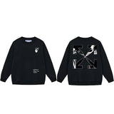 Off OW White Sweatshirt Oil painting of a girl playing the piano