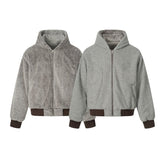 Unisex Down Jacket Winter Double Sided Fleece Hooded Jacket Men