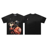 Washed and distressed vintage print valley pure cotton t-shirt