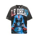 Vallt-shirt men's washed retro character printing g pure cotton