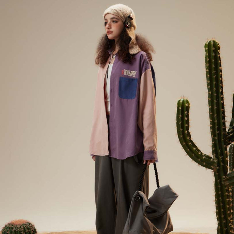 Unisex Sweater Autumn Pocket Color Matching Shirt
