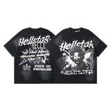 Men's short-sleeve t-shirt - washed print with hotfix rhinestones - premium cotton - high quality