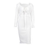 Women Dresses Fall Midriff-Baring Long Sleeve Sexy Sheath Dress