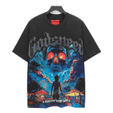 Godspeed men's short-sleeve t-shirt - washed print, hotfix rhinestone detail, streetwear style