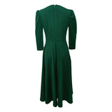 Work Dresses Solid Color Pleated Waist Dress