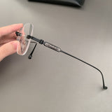 CHH Chrome Hearts Glasses Frameless Punched Retro Square Round Versatile Myopia Glasses Frame