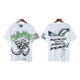 Men's short-sleeve t-shirt - washed print with hotfix rhinestones - premium cotton - high quality