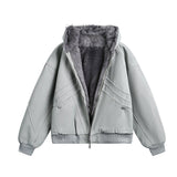 Unisex Down Jacket Winter Fleece Collar Plush Cotton Jacket Men