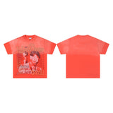 Valley t-shirt men's short-sleeved street printing hot diamond washed cotton