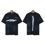 Men's short-sleeve t-shirt - washed print with hotfix rhinestones - premium cotton - high quality