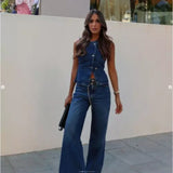 Women's sleeveless vest & wide-leg denim set - spring/summer amazon us/eu cross-border fashion