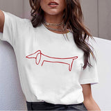 2024Plant Feather Print T-shirt Fashion Cartoon Plant Feather Print Women's Short Sleeve