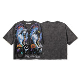 Bkys men's short-sleeve t-shirt - streetwear print, washed, rhinestone detail, 100% cotton