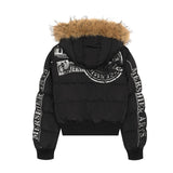 Unisex Down Jacket Winter Fur Collar Short Hooded Bakery