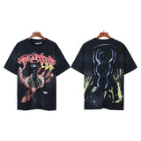 Men's short-sleeve t-shirt - washed print with hotfix rhinestones - premium cotton - high quality