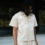 Mixed Emotion T-Shirt Embroidered polo shirt lapel casual loose short sleeve