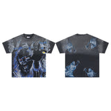 Valley t-shirt men's short-sleeved street printing hot diamond washed cotton