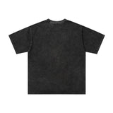 Washed american retro printed duaa pure cotton t-shirt