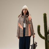 Unisex Sweater Color-Contrast Check Long Sleeve Shirt