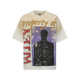 Vallt-shirt men's washed retro character printing g pure cotton