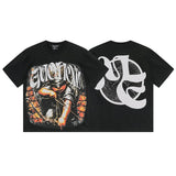 Mixed emotion men's t-shirt - short sleeve, rhinestone print, 100% cotton