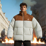Men Jacket Retro Patchwork Simple Loose