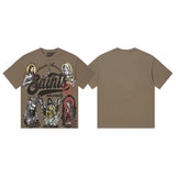 Men's t-shirt short sleeve hip hop printing g pure cotton printing hot diamond