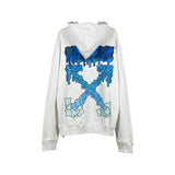 Off OW White Hoodie Blue dissolving water droplets