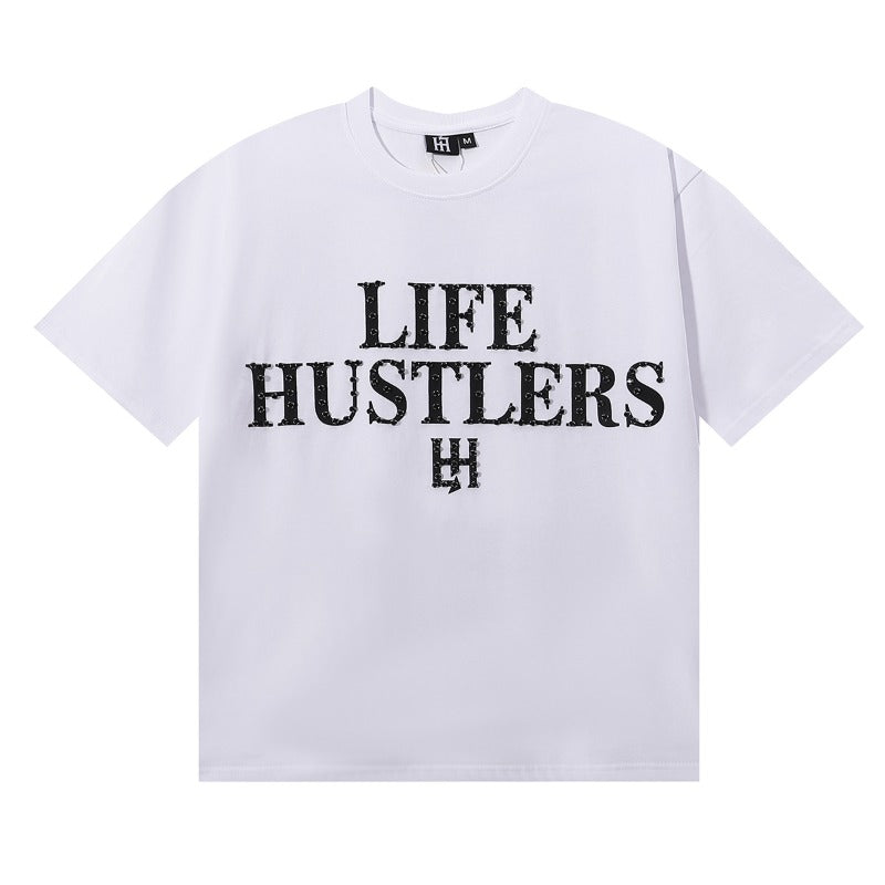 Life hustlers direct injection letterprintingpure cotton t-shirtg