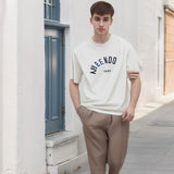 Men T Shirts Vintage Letter Print Short Sleeve T-shirt Men and Women Loose