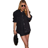 Women's top: european and american style cross-border washed denim jacket - women's casual loose long sleeve jacket