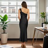 Work Dresses Temperament Elegant One Shoulder Slim Fit Dress
