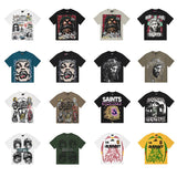 Men's t-shirt short sleeve hip hop printing g pure cotton printing hot diamond
