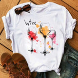 2024Plant Feather Print T-shirt Fashion Cartoon Plant Feather Print Women's Short Sleeve