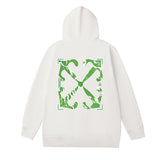 Off OW White Hoodie Green paintbrush graffiti