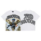 Mixed emotion men's t-shirt - short sleeve, rhinestone print, 100% cotton
