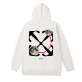 Off OW White Hoodie Earth and Moon orbit