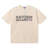 American style satoshi letter print 100% cotton t-shirt