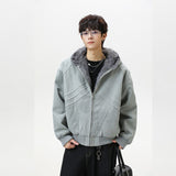 Unisex Down Jacket Winter Fleece Collar Plush Cotton Jacket Men