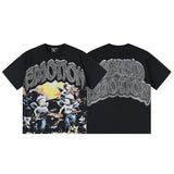 Mixed emotion men's t-shirt - short sleeve, rhinestone print, 100% cotton