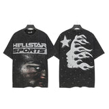 Men's t-shirt short sleeve hot diamond printing g pure cotton hip hop street printing