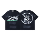 Men's short-sleeve t-shirt - washed print with hotfix rhinestones - premium cotton - high quality
