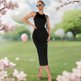 Graduation Dresses Solid Color Slim Fit Hollow Dress