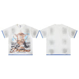Valley t-shirt men's short-sleeved street printing hot diamond washed cotton