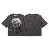 Bkys men's short-sleeve t-shirt - streetwear print, washed, rhinestone detail, 100% cotton